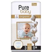 Pure Baby Organic No:3 Midi 224 Adet Bebek Bezi