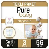 Pure Baby Organic No:3 Midi 56 Adet Bebek Bezi