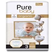 Pure Baby Organic No:3 Midi Pamuklu Cırtlı Bebek Bezi