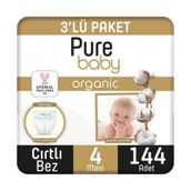 Pure Baby Organic No:4 Maxi 144 Adet Bebek Bezi