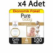 Pure Baby Organic No:4 Maxi 400 Adet Bebek Bezi