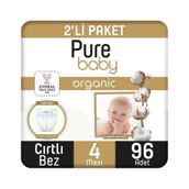 Pure Baby Organic No:4 Maxi 96 Adet Bebek Bezi