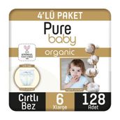 Pure Baby Organic No:6 XLarge 128 Adet Bebek Bezi