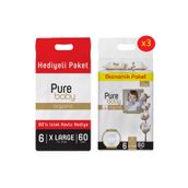 Pure Baby Organic No:6 XLarge 180 Adet Bebek Bezi