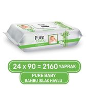 Pure Baby Organik 24 Paket 2160 Yaprak Bambu Özlü Islak Havlu