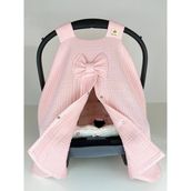 Puro Cotone Pembe 4 Kat Müslin Puset Örtüsü ve Puset Minderi