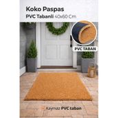 Pvc Tabanlı Koko Kıl Kapı Önü Paspası 40 60 Cm Açık Kahverengi