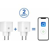 Qasul 2 Adet Wifi Akıllı Priz Seti 16A – Enerji Tüketim Takibi, Uzaktan Kontrol, Zamanlayıcı, Google Home ve Alexa Uyumlu - Beyaz