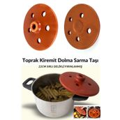 Qniay Kiremit Toprak Dolma Sarma Taşı Kapağı Büyük 22cm Sırlı Delikli Fırınlanmış Yaprak Sarma Dolma Taşı
