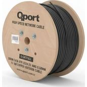 Qport Q-CATFULL Siyah 500 mt Cat6 Outdoor LSZH 23AWG 0.58 mm Bakır Kablo