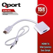 Qport Q-HD-VGJ HDMI to VGA Ses Girişli Çevirici