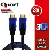 Qport Q-HDMI3 3M Altın Uçlu HDMI Kablo