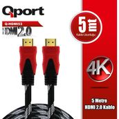 Qport Q-HDMI53 5 mt 2.0 Versiyon 4K 60 HZ HDMI Kablo