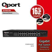 Qport Q-POE16G 16 Port 10/100/1000 Mbps Gigabit PoE Switch
