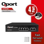 Qport Q-POE4M 4 Port 10/100 2 Port 10/100 Uplink PoE Switch