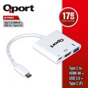 Qport Q-TH03 Type-C To HDMI 4K + USB 3.0 + Type-C Çevirici