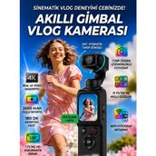 Qstar 4K 30FPS Video 75MP Fotoğraf El Tipi Vlog Kamera – 330° Stabilizasyonlu Selfie Lensli Aksiyon Kamerası - Siyah