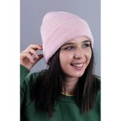QUATEX Pembe Unisex Katlamalı Triko Düz Bere