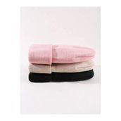 QUATEX Siyah Krem Pembe Üçlü Set Unisex Katlamalı Triko Düz Bere