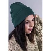 QUATEX Yeşil Unisex Katlamalı Triko Düz Bere