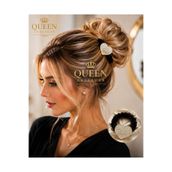 QUEEN AKSESUAR Kristal Taşlı metal çiçekli kalp süslü Kadife Lastik Toka Siyah Scrunchie Saç Tokası
