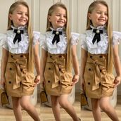 Quzucuk Kids Kız Çocuk Çantalı Krem Etekli Takım