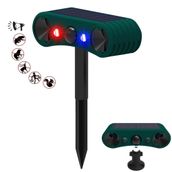 QXMH Solar İç ve Dış Mekan Hareket Sensörü Alarmı-129dB Yüksek Siren Gürültü Yapıcı, 4 Mod, Ultrasonik Güvenlik Alarmı, Kırmızı ve Mavi Hareketli Strobe Işık (1 Paket)