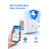 Rabelix Online Marketing 16A Akım Korumalı WiFi Akıllı Priz SmartLife Uyumlu Android iOS Telefon Kontrollü Enerji Takipli