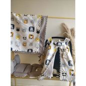 Raduga Collection Çift Taraflı Puset Örtüsü+Puset Minderi+Battaniye Gri Safari