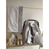 Raduga Collection Çift Taraflı Puset Örtüsü+Puset Minderi+Battaniye Gri Yıldız