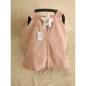 Raduga Collection Puset Örtüsü+Puset Minderi+Puset Çarşafı 3'lü Set Pudra Tüy Desen - Denim Red