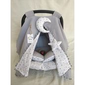 Raduga Collection Puset Örtüsü+Puset Minderi+Puset Çarşafı 3'lü Set Yıldızlı Gri