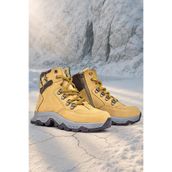 Rakerplus Hakiki Deri Taba Bağcıklı Fermuarlı Trekking Çocuk Bot