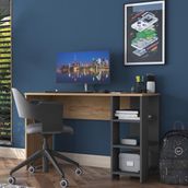Rani HA108 Raflı Çalışma Ofis Bilgisayar Masası Antrasit - Sepet Ceviz - 120 x 45 Cm - Ceviz - Antrasit