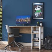 Rani HA108 Raflı Çalışma Ofis Bilgisayar Masası Sepet Ceviz - Beyaz - 120 x 45 x 73,8 Cm - Beyaz - Sepet Ceviz