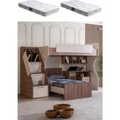 Ranza, Milano Çift Kişilik Çalışma Masalı Modern Ranza + 2 Adet Comfort Yatak - Ceviz - 100 x 100 cm