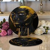 RealHomes Afrika Gold İnsan Figürlü Modern 2 1 Yuvarlak Servis Altlığı Supla