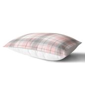 RealHomes DIK-3081 Pembe Gri Ekose Desenli Dekoratif Dikdörtgen Kırlent Kılıfı