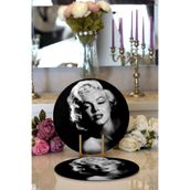 RealHomes Marilyn Monroe Resimli Dijital Baskılı Modern 2 1 Yuvarlak Servis Altlığı Supla