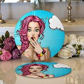 RealHomes Pop Art Desen Dijital Baskılı Modern 2 1 Yuvarlak Servis Altlığı Supla