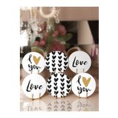 RealHomes Renkli 34x34 cm 6-1'li I Love You Temalı Özel Tasarım Supla Runner Seti