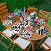 RealHomes Renkli 34x34 cm 6-1'li Siyah Beyaz Zebra Desen Tasarımlı Supla Runner Seti