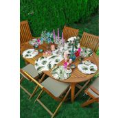 RealHomes Renkli 34x34 cm 6-1'li Zigzag Üzerinde Tropik Yeşil Yaprak Tasarımlı Supla Runner Seti