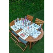 Realhomes Runner-Set331 4-1 Çam Ağaçlı Araba Desenli Amerikan Servis ve Runner Seti Servi