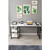 reflekta Kitaplıklı Raflı Beyaz Büyük Boy Çalışma Masası 60x160 Cm. | Bilgisayar Masası | Ofis Masası |