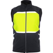 Reflektörlü Softshell Motosiklet ve Iş Güvenliği Yeleği - Mat Siyah - Neon Yeşil