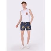 Regular Fit Orta Bel Baskılı Çok Renkli Erkek Deniz Şortu