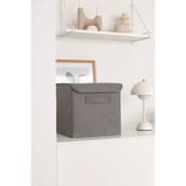 Rek Home Gri Kapaklı 28x28x28 cm Dolap İçi Çamaşır Oyuncak Düzenleyici Katlanır Saklama Kutusu