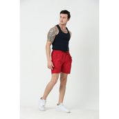 Relax Time Erkek Deniz Şortu Garnili Fermuarlı Yan Cepler - Kırmızı - 5XL
