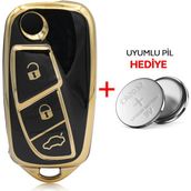 Rem Anahtar Doblo Fiorino 500 3 Buton Sustalı Nano Anahtar Kılıfı Siyah